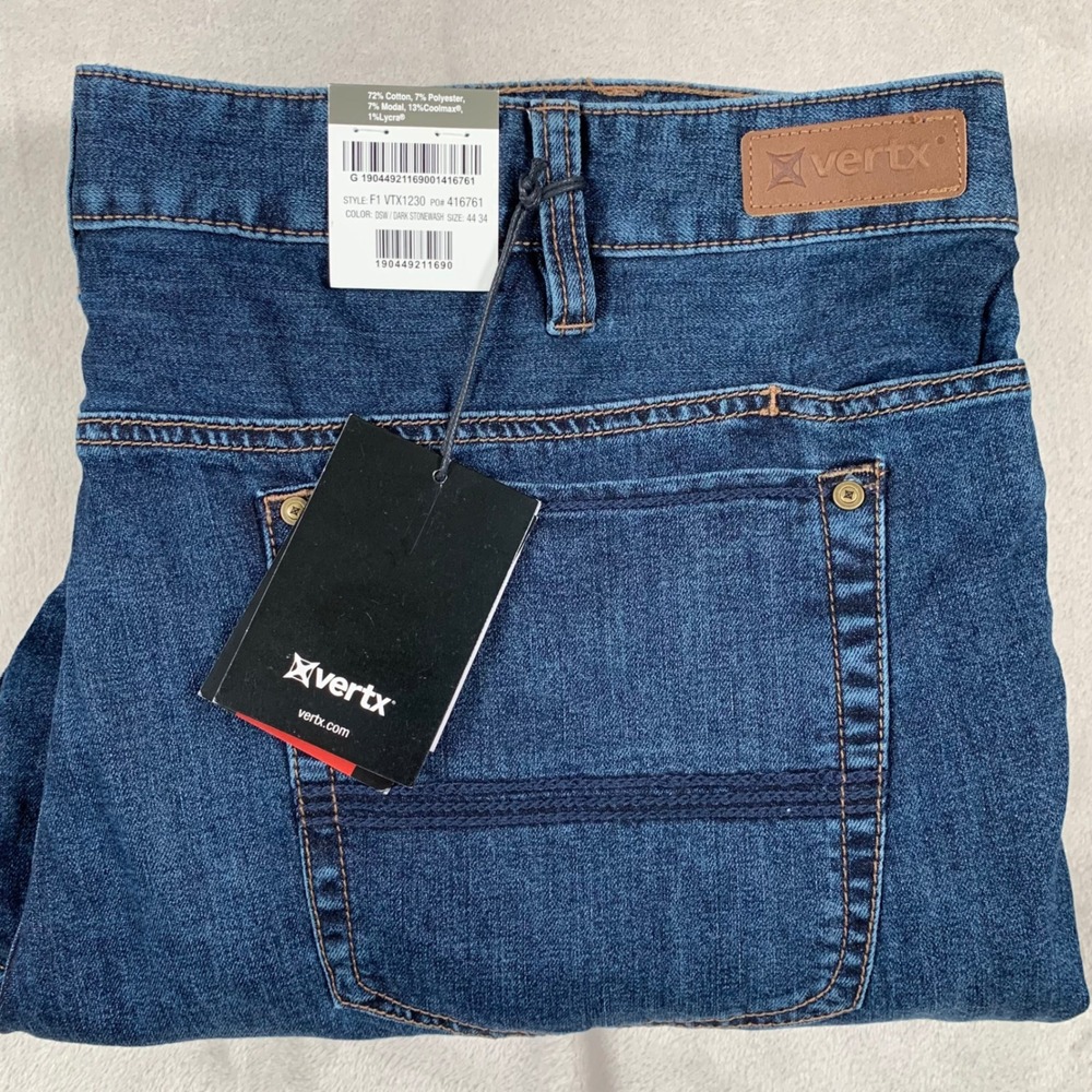 New Vertx Defiance Jeans Mens 44x34 Dark Stonewash Tactical Denim VTX1230